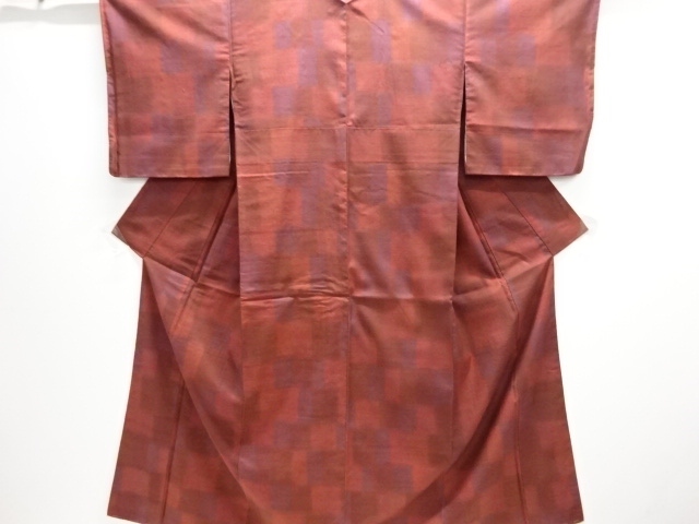 JAPANESE KIMONO / UNUSED / SILK / HAND WOVEN / MAWATA TSUMUGI / ABSTRACT CHECKERED